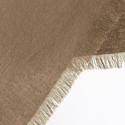 12 Pack Nude Cotton Linen Napkins with Fringe Christmas Cloth Napkins Set of 12 Boho Handmade Holiday Napkins Bulk for Wedding Baby Shower Xmas Dinner Table Parties, 17 x 17 Inches