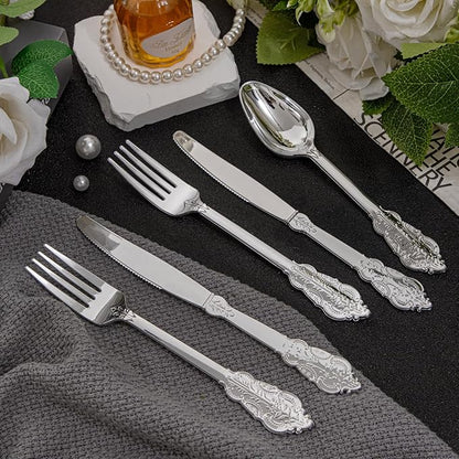 Supernal 360pcs Plastic Silverware, Silver Disposable Cutlery,Silver Plastic Silverware include 120 Plastic Forks, 120 Plastic Spoons, 120 Plastic Knives, Perfect for Birthday,Party,Wedding