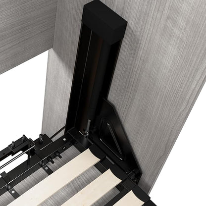 Bestar Claremont Full Murphy Bed with Closet Organizers (99W) in Platinum Gray, Space-Saving Sleeping Arrangement for Multipurpose Room
