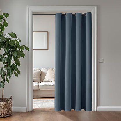 ChrisDowa Grommet Blackout Curtains for Bedroom - Thermal Insulated Room Darkening Curtains for Living Room (1 Panel Set, Stone Blue, 52W x 95L)