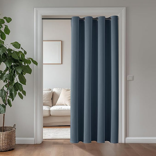 ChrisDowa Grommet Blackout Curtains for Bedroom - Thermal Insulated Room Darkening Curtains for Living Room (1 Panel Set, Stone Blue, 42W x 84L)