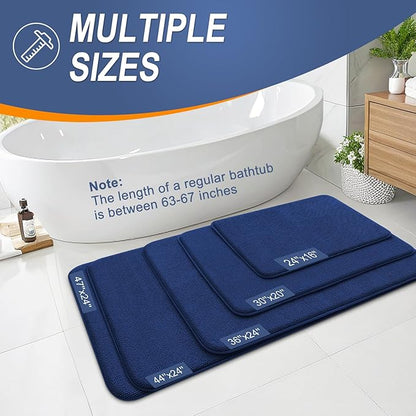 OLANLY Thick Memory Foam Bath Mat Rug 47x32, Extra Soft Absorbent Bathroom Rug, Quick Dry Bath Mats, Non-Slip, Machine Washable Carpet for Bathroom, Tub and Shower, Home Decor Accessories, Navy