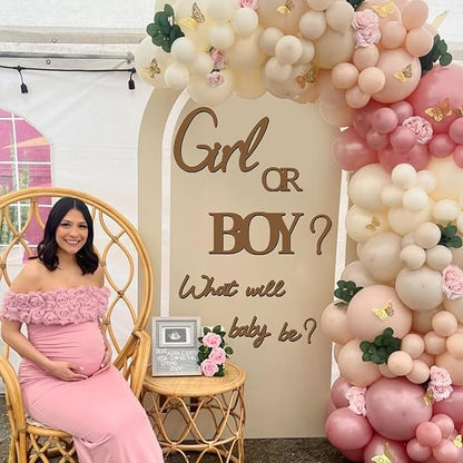 Large Wooden Gender Reveal Party Decorations Decals for Backdrop Boy or Girl What Will Baby Be Signs Oh Baby Shower Balloon Arch Stickers He or She Letters Sign Pregnancy Party Banner Photo Props