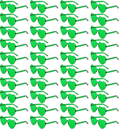 40 Pairs Heart Shaped Sunglasses Bulk, Colorful Rimless Fun Heart Sunglasses for Women Party Favors