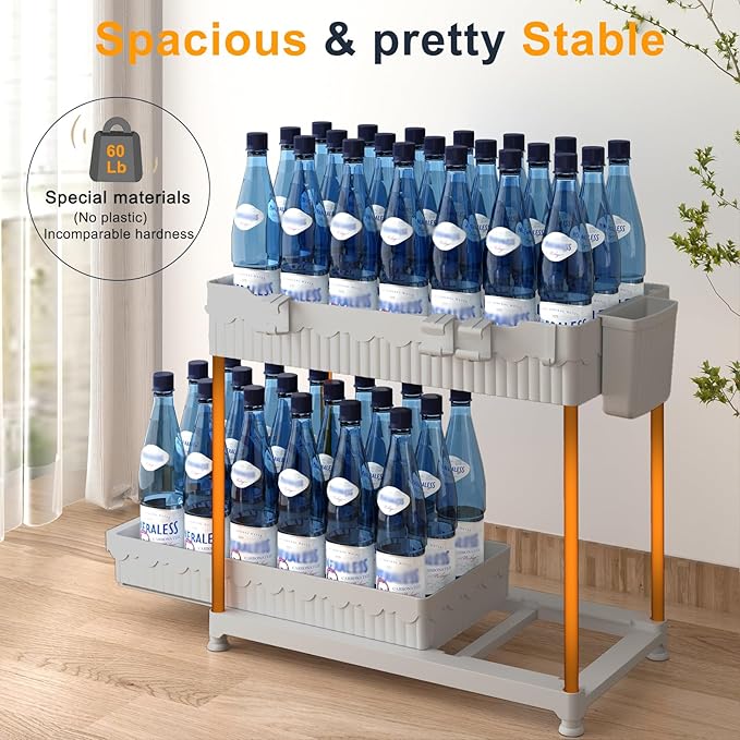 3 Pack Under Sink Organizers, 2-Tier Multi-Use Kitchen and Bathroom Organizers and Storage with Sliding Drawers, Bathroom Cabinet Organizer (Gray, 12.8 Inch)