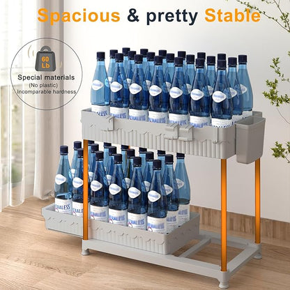 3 Pack Under Sink Organizers, 2-Tier Multi-Use Kitchen and Bathroom Organizers and Storage with Sliding Drawers, Bathroom Cabinet Organizer (Gray, 12.8 Inch)