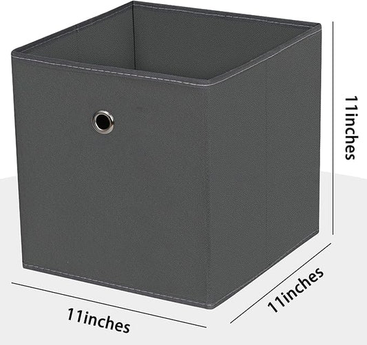 Foldable Storage Cubes Bins ,11 Inch Cloth Storage Cube Fabric Storage Box Cubes Organizer Baskets with Dual Handles for Home Organizer Set of 6 (Grey)