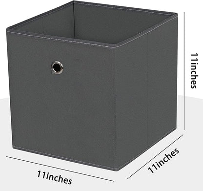 Foldable Storage Cubes Bins ,11 Inch Cloth Storage Cube Fabric Storage Box Cubes Organizer Baskets with Handles for Home Organizer Set of 3 (Grey)