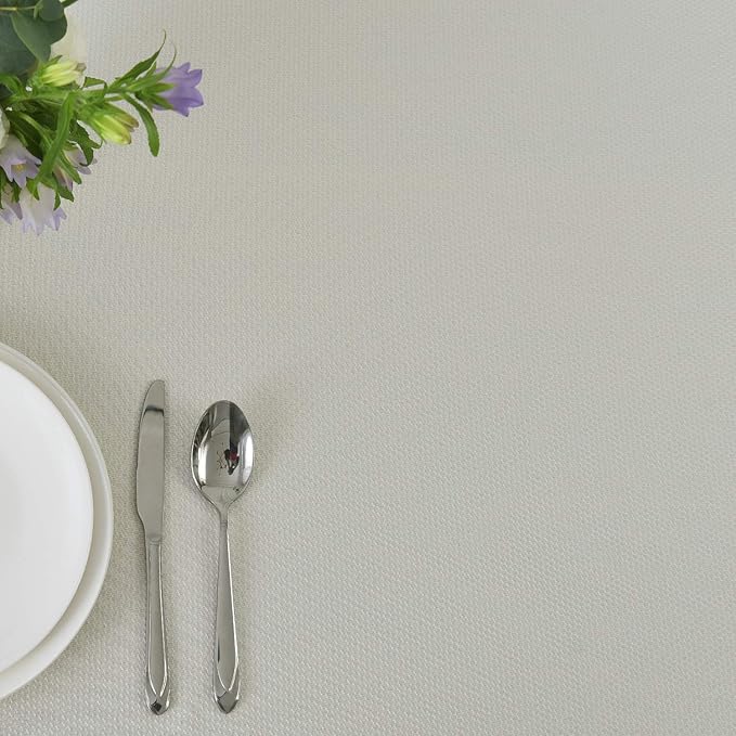 maxmill Jacquard Square Tablecloth Waterproof Spillproof Wrinkle Resistant Soft Textured Table Cloth for Dinner and Party Washable Polyester Fabric, Indoor and Outdoor Use, 60 x 60 Inch, Ivory