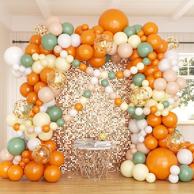162pcs Little Cutie Baby Shower Decorations, Orange Sage Green Nude White and Confetti Balloons for Little Cutie Baby Shower Fruit Theme Birthday Party Decorations