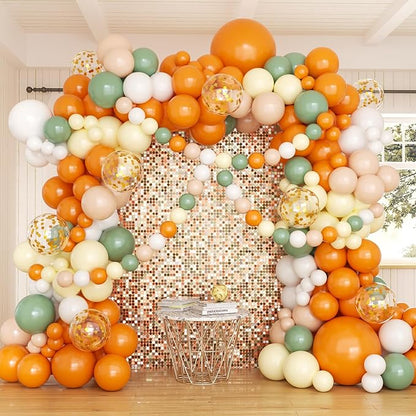 162pcs Little Cutie Baby Shower Decorations, Orange Sage Green Nude White and Confetti Balloons for Little Cutie Baby Shower Fruit Theme Birthday Party Decorations