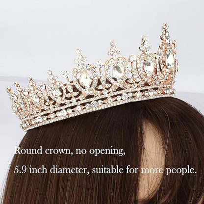 COCIDE Queen Crown for Women Rose Gold Crystal Tiara and Crown for Girl Rhinestones Hair Accessories for Wedding Bride Birthday Party Prom Bridal Bridesmaid (Clear Crystal + Rose Gold Tiara)