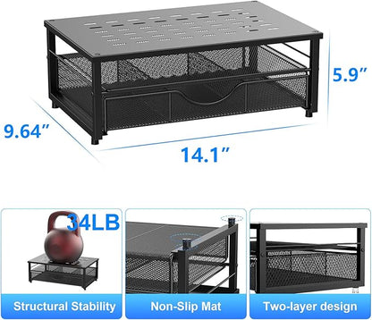 gianotter Computer Monitor Stand Riser, Desk Organizers and Accessories with Drawer, Office Desk Accessories & Workspace Desktop Organizers Storage for Printer Stand (Black)