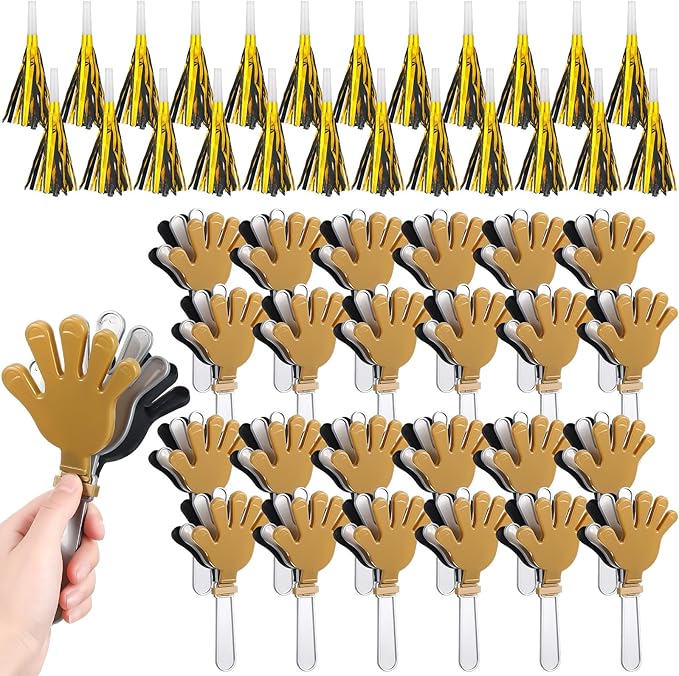 48 Pack Party Noisemakers New Years Eve Party Supplies Include 24 7.5 Inch Large Hand Clappers 24 Blowers Whistle for Aldult Birthday 2025 New Years Eve Favor(Mixed Colors)
