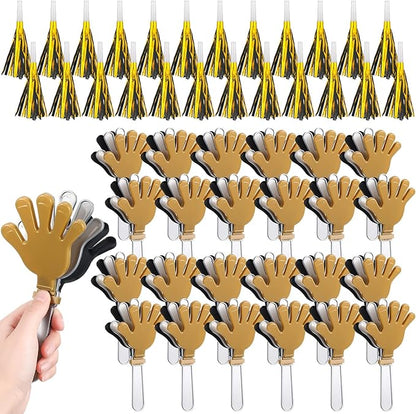 48 Pack Party Noisemakers New Years Eve Party Supplies Include 24 7.5 Inch Large Hand Clappers 24 Blowers Whistle for Aldult Birthday 2025 New Years Eve Favor(Mixed Colors)