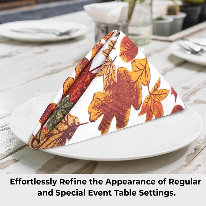 Urban Villa Cloth Napkins Set of 12 20x20 Inches 100% Cotton Napkins Cloth Washable Durable Reusable Absorbent Table Dinner Napkins Cloth for Thanksgiving Hotel Lunch Restaurant Parties – Leaves Print