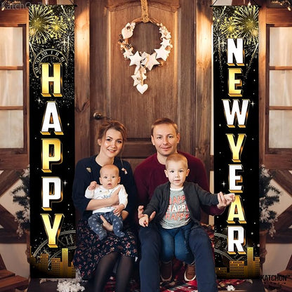 KatchOn, Happy New Year Door Banner - 72x12 Inch | Happy New Year Banner for 2026 New Years Decorations 2026 | NYE Decorations 2026 | New Years Eve Party Supplies 2026