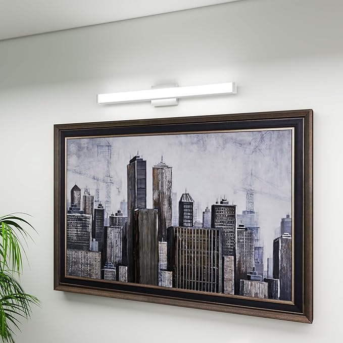 Modern LED Bathroom Vanity Light 32.7 Inch Square with Brushed Nickel Finish Dimmable 18W 6000K Cool White Wall Bar Fixture Over Mirror