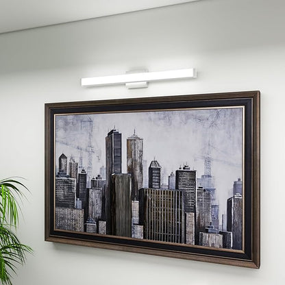 Modern LED Bathroom Vanity Light 32.7 Inch Square with Brushed Nickel Finish Dimmable 18W 6000K Cool White Wall Bar Fixture Over Mirror