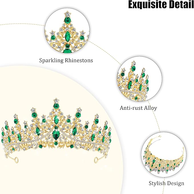 TAROSE Silver Tiaras for Women and Girls, Crystal Gold Crowns for Women, Hair Accessories for Bride/Halloween/Prom/Birthday