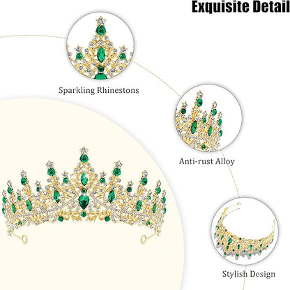TAROSE Silver Tiaras for Women and Girls, Crystal Gold Crowns for Women, Hair Accessories for Bride/Halloween/Prom/Birthday