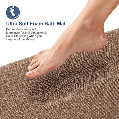 OLANLY Thick Memory Foam Bath Mat Rug 24x16, Extra Soft Absorbent Bathroom Rug, Quick Dry Bath Mats, Non-Slip, Machine Washable Carpet for Bathroom, Tub and Shower, Home Decor Accessories, Mocha