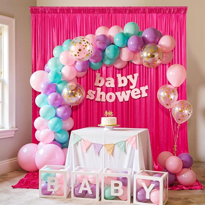 30x10ft Shimmer Hot Pink Sequin Backdrop Curtain for Parties-6 Panels 5x10ft Thick Wrinkle Free Glitter Fuchsia Photo Backdrop Drapes Curtains for Wedding Hot Pink Theme Party Photography Background