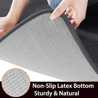 Yimobra Memory Foam Bath Mat, Super Soft Absorbent Bathroom Rug Non Slip 31.5x20 Inch, Quick Dry, Machine Washable Floor Carpet for Tub Shower, Home Decor Accessories, Dark Gray