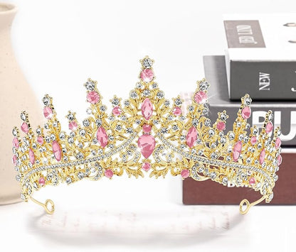 TAROSE Silver Tiaras for Women and Girls, Crystal Gold Crowns for Women, Hair Accessories for Bride/Halloween/Prom/Birthday