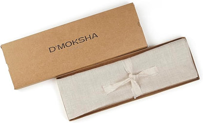 D'Moksha Homes Linen Table Runner 48 Inches - 100% Pure Linen Light Natural Table Runner 14 x 48 Inch for Coffee Tables, Dresser, Winter, Christmas, Holiday - Machine Washable