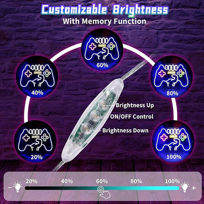 Gamer Neon Sign, Dimmable Gaming Neon Sign, Gaming lights For Wall Game room decor - Best Gamer Gifts for Boys, Kids