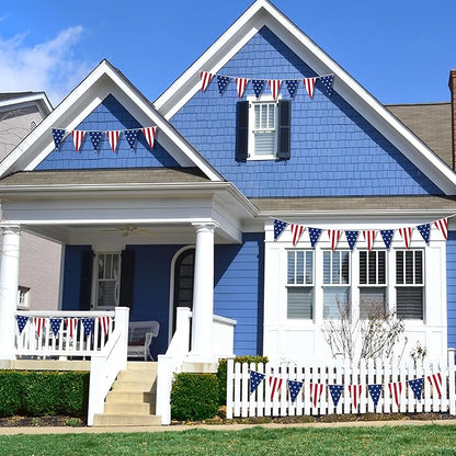 100FT 4th of July Decorations, 60Pcs 7.8 x 11.8 Inches Pennant American Flags for Outside, Pre-Assemble Patriotic 4th of July Banner for Fourth of July Accessories Independence Day Patriotic Decor