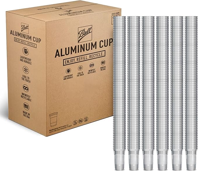 Top Cup by Ball – 12 Ounce, 450 Count, Reusable Aluminum Party Cups | Stealth Design | Cold-Holding, Recyclable, Made in USA