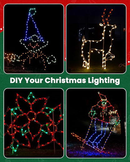 Brightown C9 Light Strand, 25FT Black Cord Outdoor String Lights Christmas Stringer with 12" Socket Spacing, C9/E17 Intermediate Base Indoor/Outdoor Stringer Set for Christmas Decor Patio