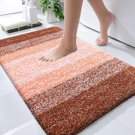 OLANLY Bathroom Runner Rugs 44x24, Extra Soft Absorbent Microfiber Bath Rugs, Rubber Backing, Quick Dry, Machine Washable Bath Mats for Bathroom Floor, Tub and Shower, Home Decor Accessories, Orange