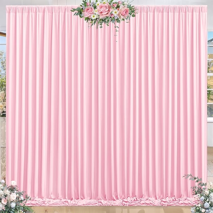 8 x 10 ft Baby Pink Backdrop Curtains Photo Background Panels Wrinkle Free Drapes for Backdrop Soft Long Curtains for Backdrop Decoration Princess Birthday Parties Wedding Bridal Shower