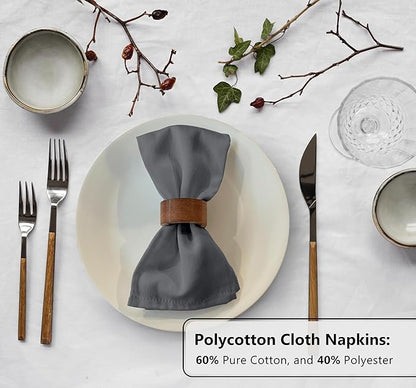Zoyer Cloth Napkins Set of 4, 18x18 Inches Cotton Enrich Napkins Cloth ‎Washable, Soft & Durable Dinner Napkins for Parties, Wedding, Christmas, ‎Thanksgiving & Everyday Use - Charcoal Grey