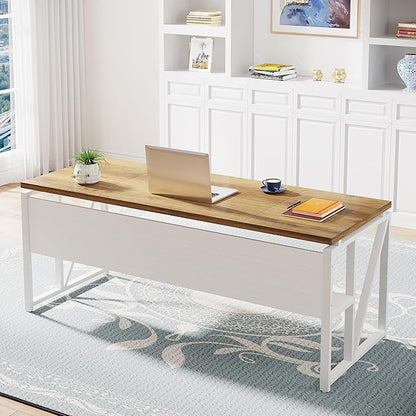 Tribesigns L Shaped Desk with Drawer,63" Executive Computer Desk and lateral File Cabinet, 2 Piece Home Office Furniture for Hanging File, Cabinet with Doors