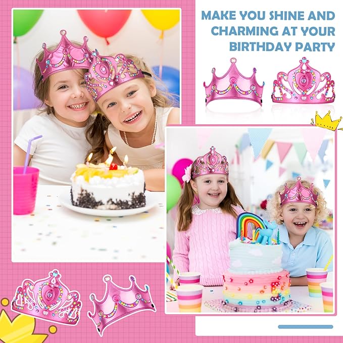 Yaomiao 44 Pcs Foam Crowns for Kids Princess Tiaras Crowns Bulk Diamond Sticker Making Kits for Birthday Party Supplies