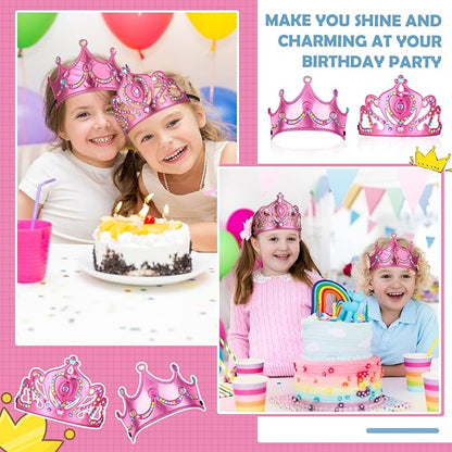 Yaomiao 44 Pcs Foam Crowns for Kids Princess Tiaras Crowns Bulk Diamond Sticker Making Kits for Birthday Party Supplies