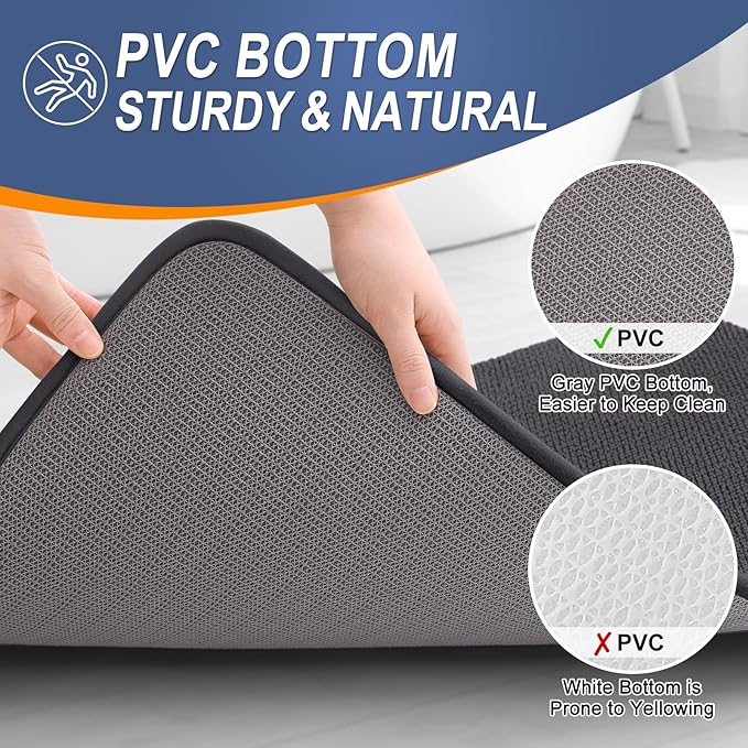 OLANLY Thick Memory Foam Bath Mat Rug 40x24, Extra Soft Absorbent Bathroom Rug, Quick Dry Bath Mats, Non-Slip, Machine Washable Carpet for Bathroom, Tub and Shower, Home Decor Accessories, Dark Grey