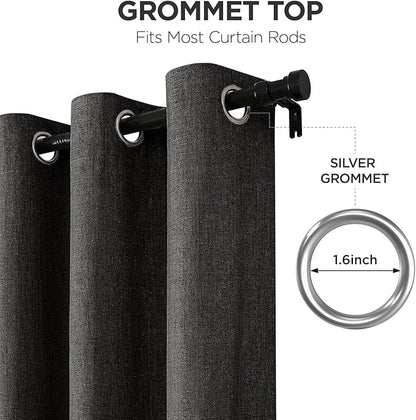 Joydeco Charcoal Grey Blackout Curtains 84 Inches Long, Curtains 84 Inch Length 1 Panel for Bedroom, Thermal Insulated Linen Black Out Curtains with Grommets(100x84, Charcoal Grey)