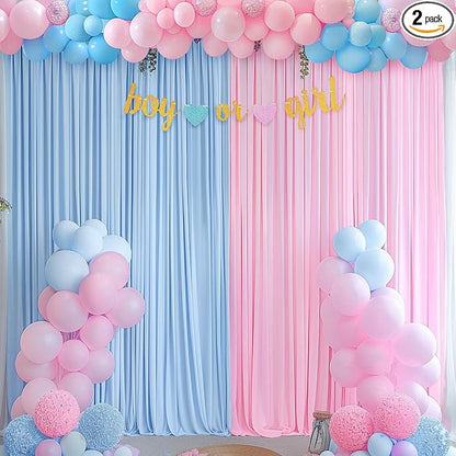 10x10 Pink Blue Backdrop Curtains for Gender Reveal Boy or Girl Parties Wrinkle Free Photo Curtains Backdrop Drapes Fabric Decoration for Birthday Party Baby Shower 5ft x 10ft,2 Panels