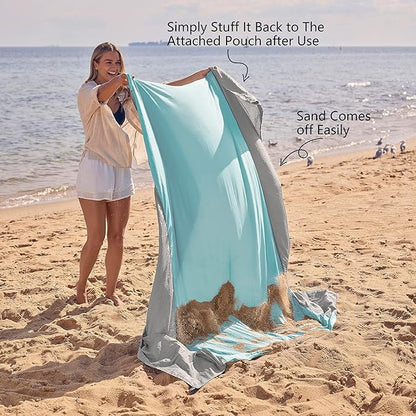 WEKAPO Beach Blanket Sandproof Waterproof, Extra Large Beach Mat, Oversized & Compact Sand Free Mat Quick Drying, Lightweight & Durable with Stakes & Corner Pockets
