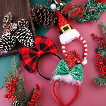 Aneco 12 Pieces Christmas Headbands Assorted Christmas Head Boppers Xmas Tree Santa Antler Reindeer Elves Hat Headband for Christmas Party