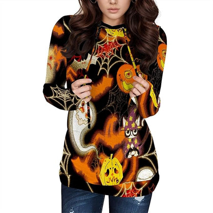 Halloween Sweatshirts For Women Long Sleeve Spooky Graphic Sweatshirts Pumpkin Pullover Halloween Party Club Wear