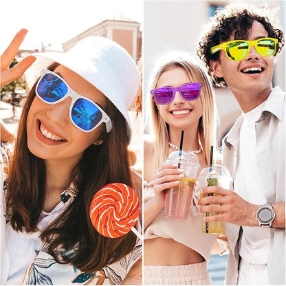 Eyegla 8/12/18 Pack Neon Sunglasses Bulk Colorful Multipack Party Sunglasses Retro Glasses Party Favor for Adult Men Women