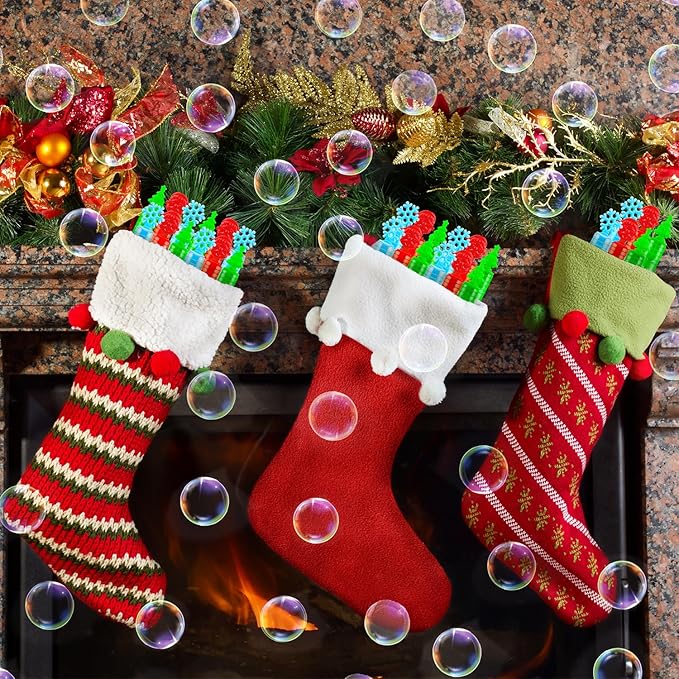 Christmas Small Toys Gifts Bulk for Toddlers 64 Pack, Xmas Mini Bubble Wands Party Favors Supplies for Kids, Goodie Bag Stocking Stuffers Filler Class School Treats Student Prizes for Boys Girls