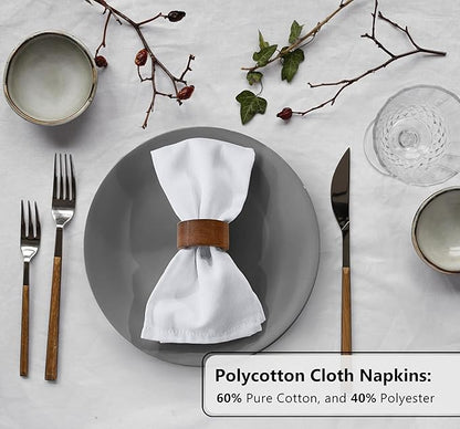 Zoyer Cloth Napkins Set of 12, 18x18 Inches Cotton Enrich Napkins Cloth ‎Washable, Soft & Durable Dinner Napkins for Parties, Wedding, Christmas, ‎Thanksgiving & Everyday Use - White
