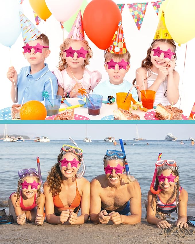 PLULON Star Sunglasses for Women Girls, Color Rimless Star Shaped Sunglasses Bulk for Adults Beach Birthday Swim Pool